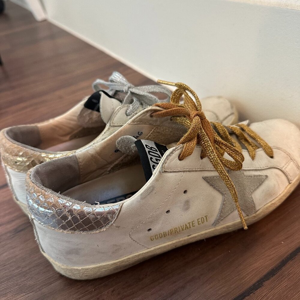 Golden Goose Gold and Silver Sneakers